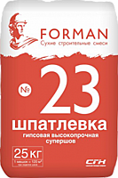 FORMAN №23  Гипсовая высокопрочная шпатлёква для заделки стыков швов ГКЛ и ПГП без использования армирования ленты 25кг.